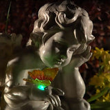 Solar Lighted Deliah Cherub Light -- Landscape Ornament