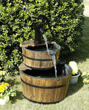 Water Fountains Outdoor Wood Barrel with Pump - Large Garden Water Fountain