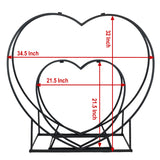 2pc Metal Heart Shaped Firewood Log Rack Combo Set | Log Wood Shelves for Outdoor Indoor Décor (21.5"+34.5")