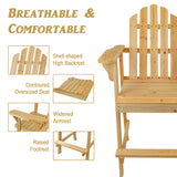 Balcony Tall / Counter High Adirondack Chair with Footrest - Natural Wood