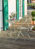 Metal Bistro Table w/ Curved Legs, Scrolling Heart & Peacock Tail Motif