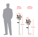 44 in. Tall 3D Metal Peacock Wind Spinner Garden Stake with Solar Crackle Glass Ball
