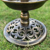 Solar Lighted Bird Bath for Yard and Garden with Planter Bowl - Antique Brushed Bronze