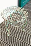 2PK 13" Round Metal Plant Stand w/ Peacock Tail Motif and Curved Legs