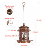 Arched Lattice Solar LED Bird Feeder - Antique Copper