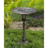 Solar Lighted Bird Bath for Yard and Garden - Antique Brushed Bronze