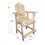 Balcony Tall / Counter High Adirondack Chair with Footrest - Natural Wood