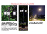 6.6 ft (79 in) Tall Solar Lamp Post and Planter - 3 Heads, White LEDs, Black