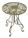 Metal Bistro Table w/ Curved Legs, Scrolling Heart & Peacock Tail Motif