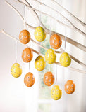 Decorative Yellow / Orange Eggs in Sectioned Box, Set of Twelve