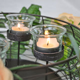 12" Dia. Metal Advent Wreath Candelabra | Round Wire Basket Candle Holder Centerpiece with 4 Tealight Holders, Black