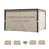 Universal Replacement 4 Panels Privacy Curtain Set for 12' x 12' Gazebo (Gazebo Privacy Side Wall Set Only)