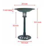 Solar Lighted Bird Bath for Yard and Garden - Verdigris Green