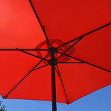 Patio Umbrella Outdoor Table Umbrella with 6 Sturdy Ribs and Crank 6.5 ft, Red Umbrella