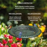 Solar Lighted Bird Bath for Yard and Garden - Verdigris Green