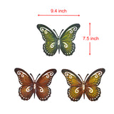 Metal Butterfly Wall Decor - Colored Metal Butterflies, Set of Three Wall Art