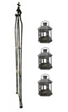 Set of 3 Large Floor Standing Hanging Candle Lanterns with 4 ft. Tall Folding Rack | Tall Decorative Candle Lantern Set With Foldable Three-Tier Stand for Home Front Porch Décor